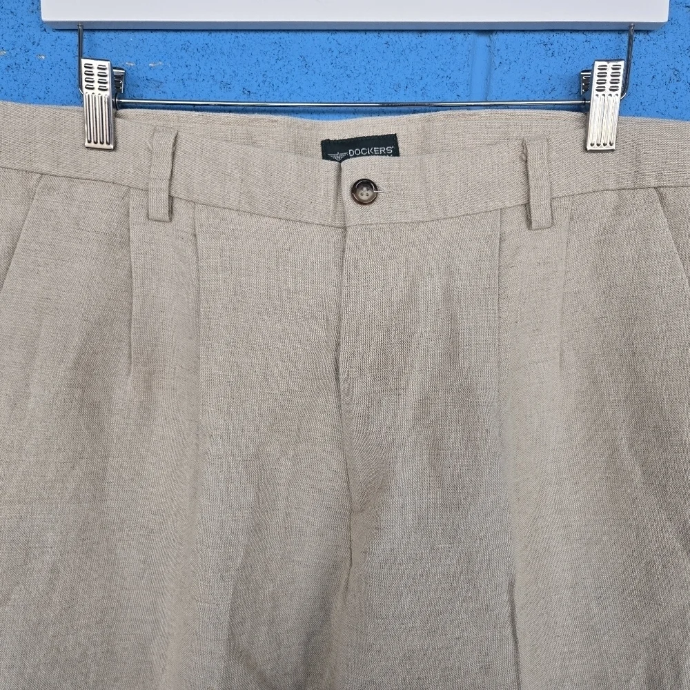 NWOT Dockers Premium Pants Mens W36x L30 Beige Linen Blend.